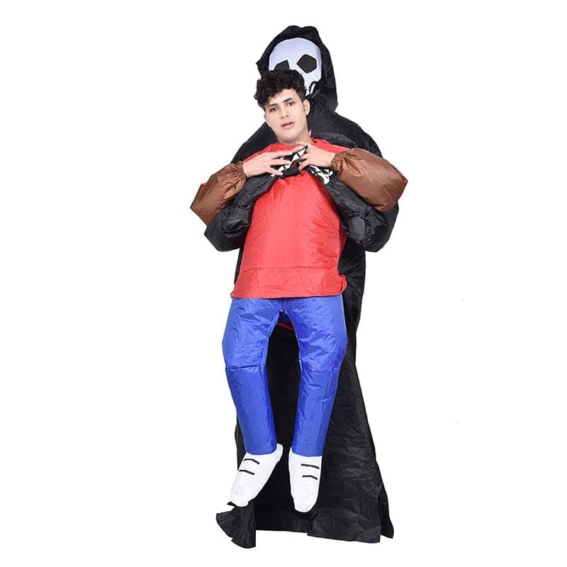 Adult Unisex Funny Death Ghost hugging people Inflatable Costume Halloween Carnival Holiday Theme Party Performance Clothes