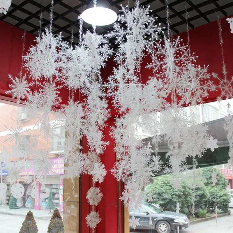 30 Pcs Large Christmas Snowflakes New Year Garlands Home Decor Ornaments Xmas Tree Hanging Glitter Snow Flake DIY Decoration
