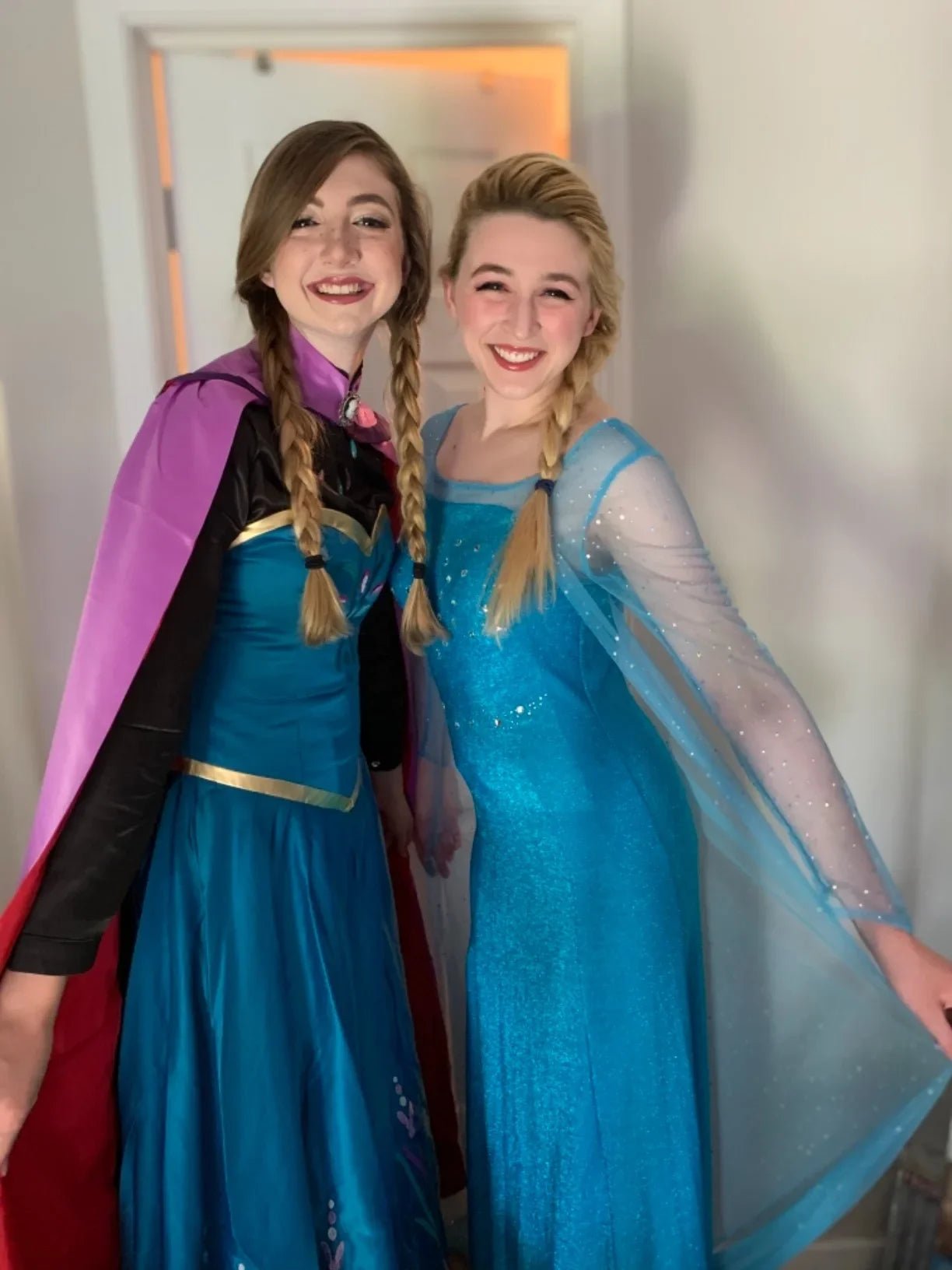 Frozen Anna Princess Long Dress with Clocak Adults Snow Queen Elsa Cosplay Costume Party Dresses for Women Halloween Fancy Dress