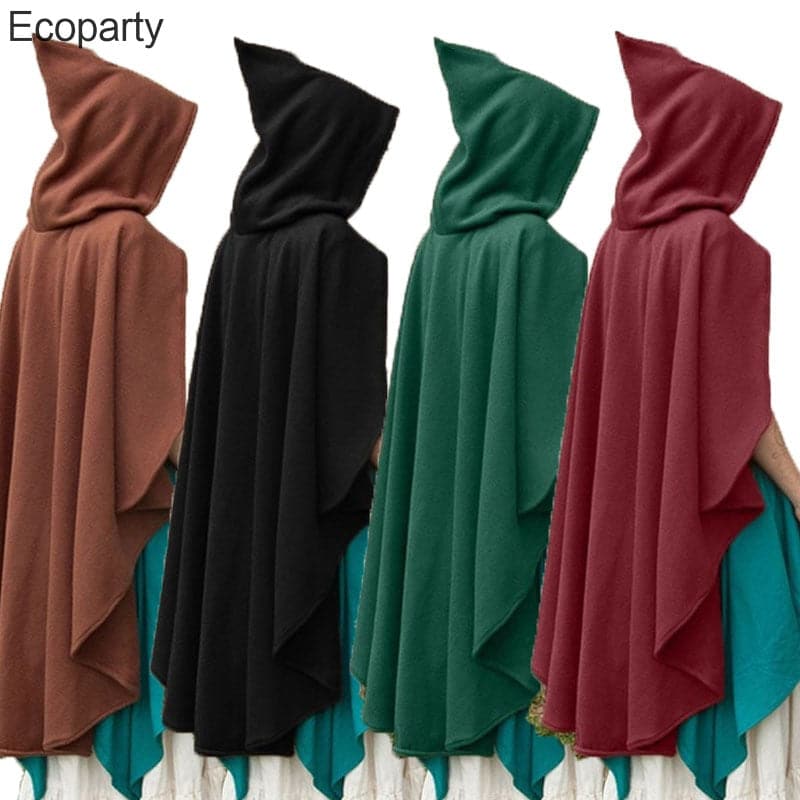 New Women Medieval Vintage Pirate Witch Hooded Cape Steampunk Gothic Velvet Poncho Coats Halloween Carnival Party Cosplay Cloak