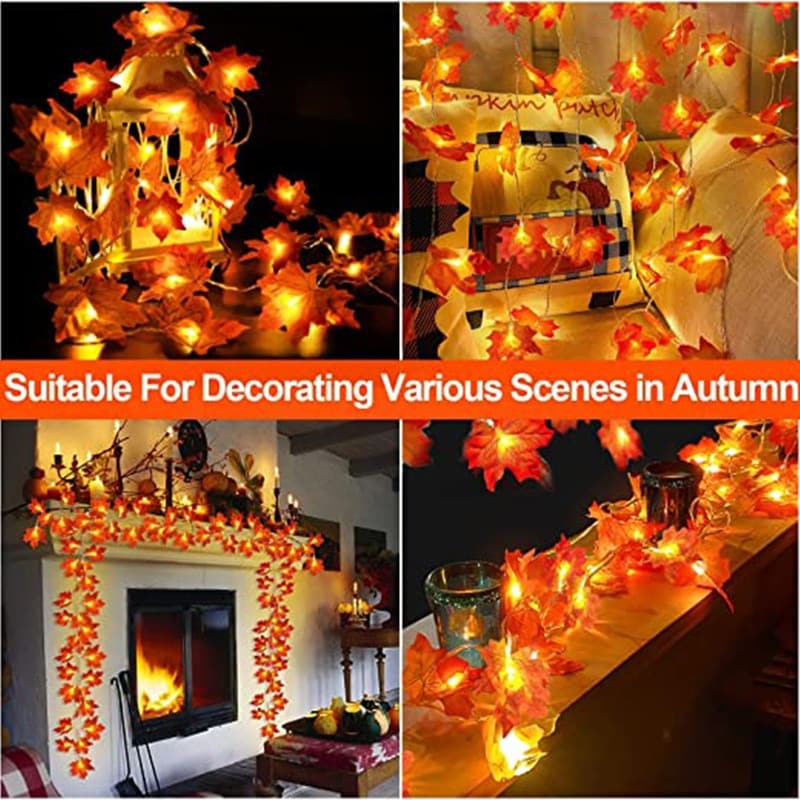 Maple Leaves String Lights: Battery Operated Garlands