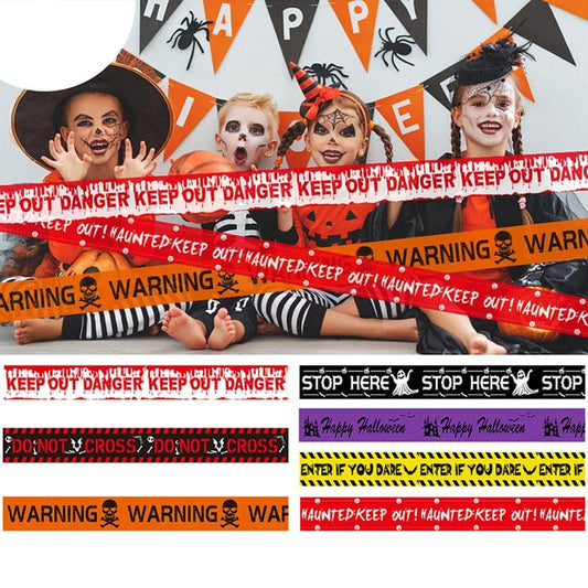 Halloween Skull Head Warning Window Prop: Plastic Warning Line
