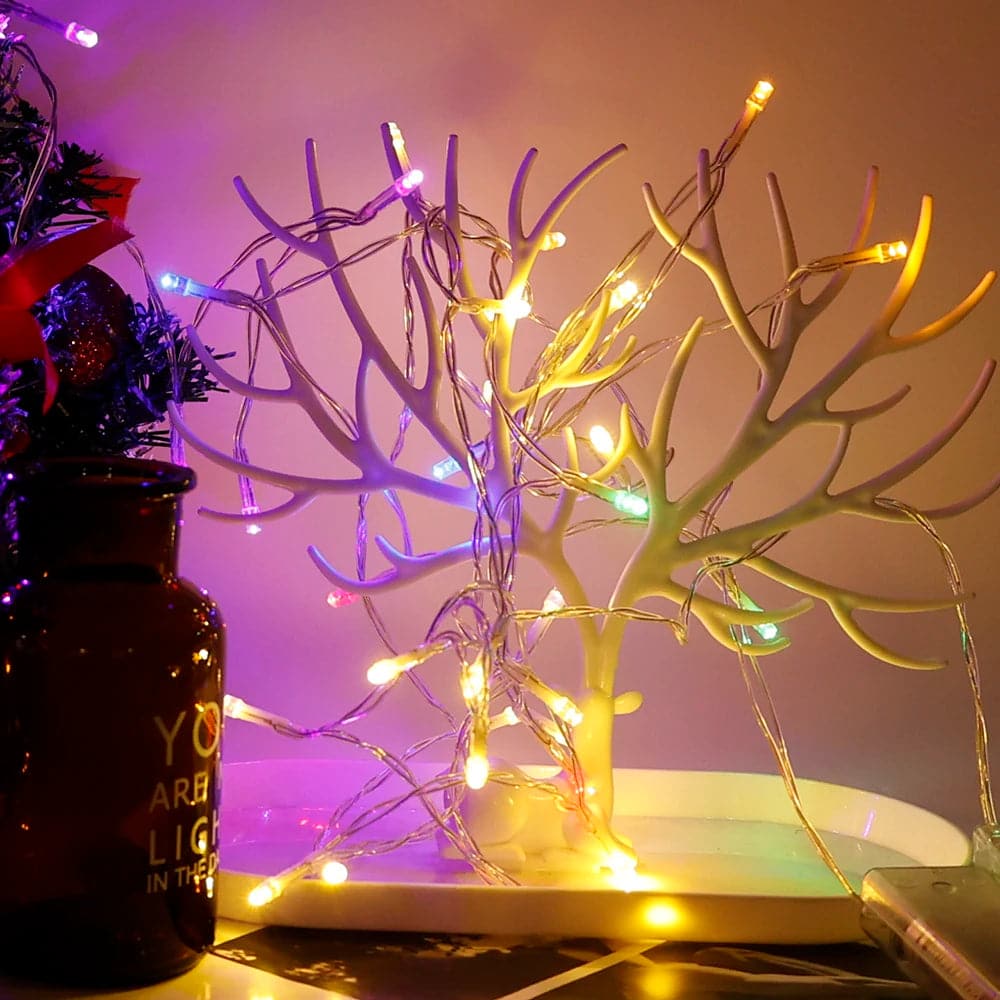 10/1M LED Christmas Garland Light Battery Powered Led String Fairy Light Outdoor Decorative Lighting For Christmas Wedding Party