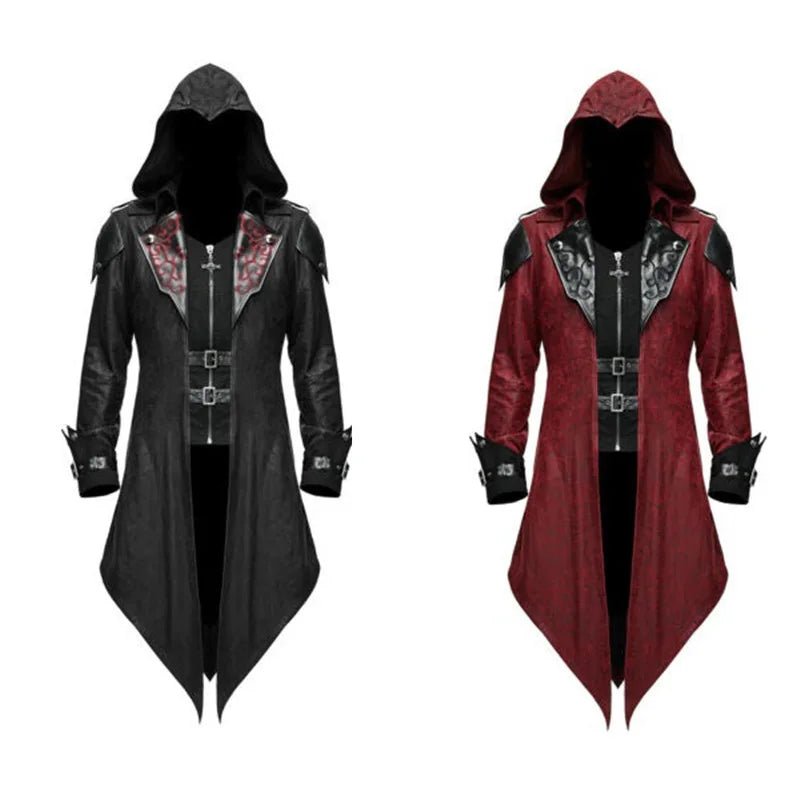 Assassin Cosplay Medieval Man Costume Streetwear Hooded Jackets Outwear Costume Edward Creed Halloween Dress Up Outfit Party