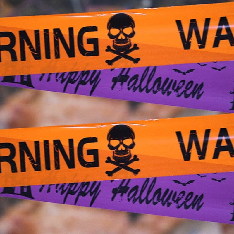 Halloween Skull Head Warning Window Prop: Plastic Warning Line