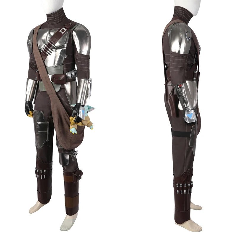 Adult Man Mandalo Cosplay Costume Halloween Din Djarin Leather Cosplay Outfit   Battlesuit Costume Vest Hand Guard Accessories