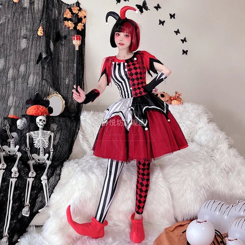 Halloween Costume Clown Cosplay Anime Circus Soul Breaking Clown Dress for Women Disfraz Stage Performance Costume Vestidos 2024