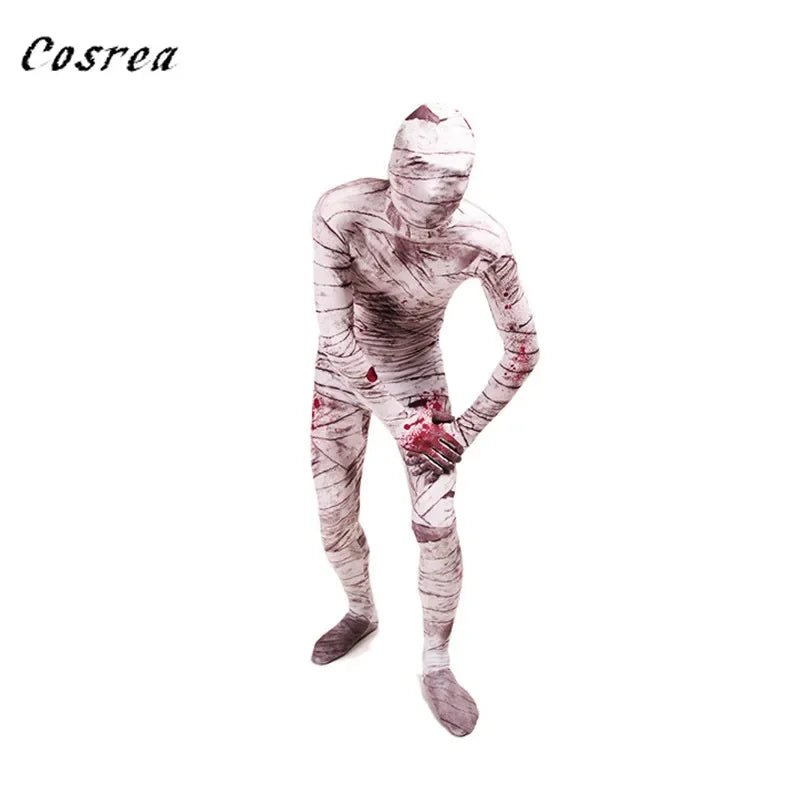 Movie Scary Mummy Cosplay Costume Adult Kids Men Mummy Costumes Mask Zentai Bodysuit Spandex Suit Halloween Costumes Women Man