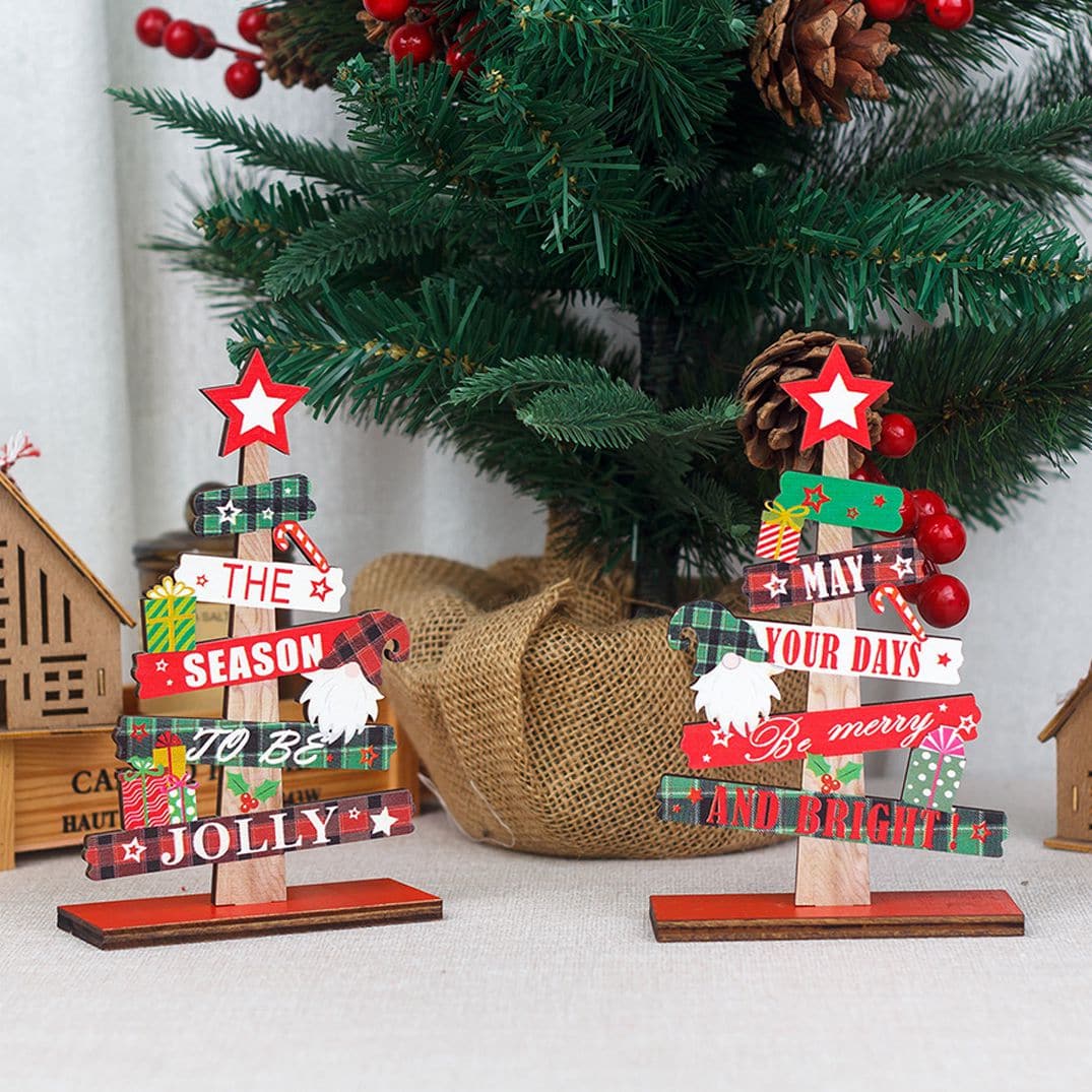 DIY Desktop Christmas Tree Wooden Signs Christmas Decorations 2023 for Home Table Decor Navidad Natal Noel Gifts New Year 2024