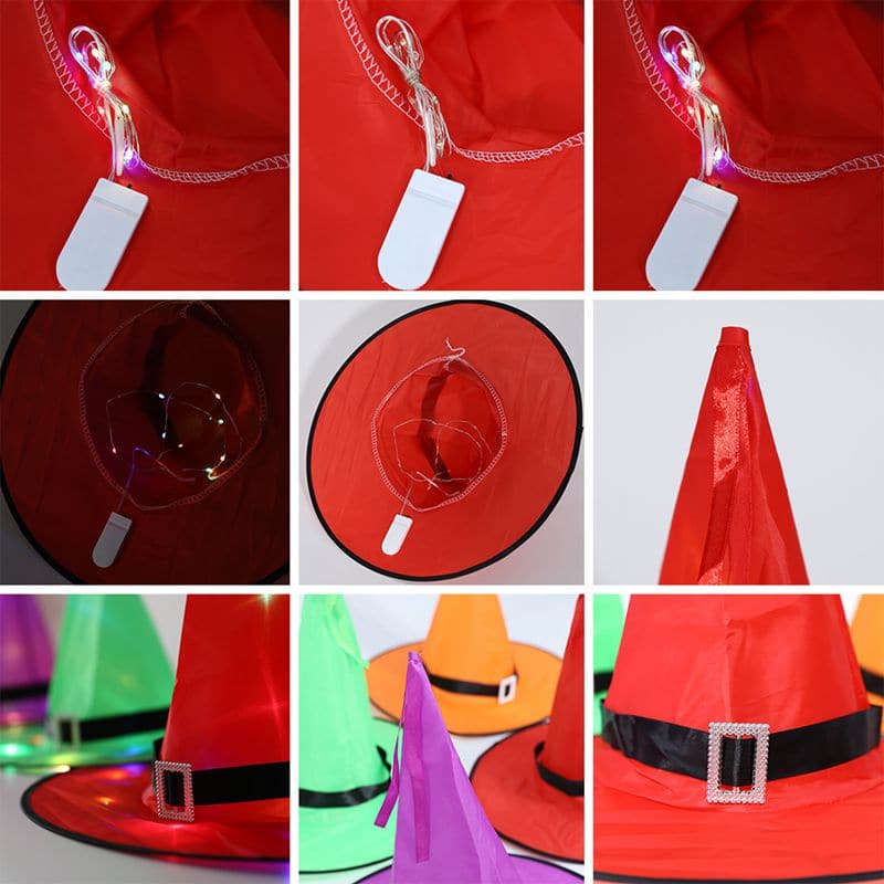 LED Lights Halloween Witch Hat For Kids Party Halloween Decoration Witch Hat  Decor Supplies Outdoor Tree Hanging Ornament