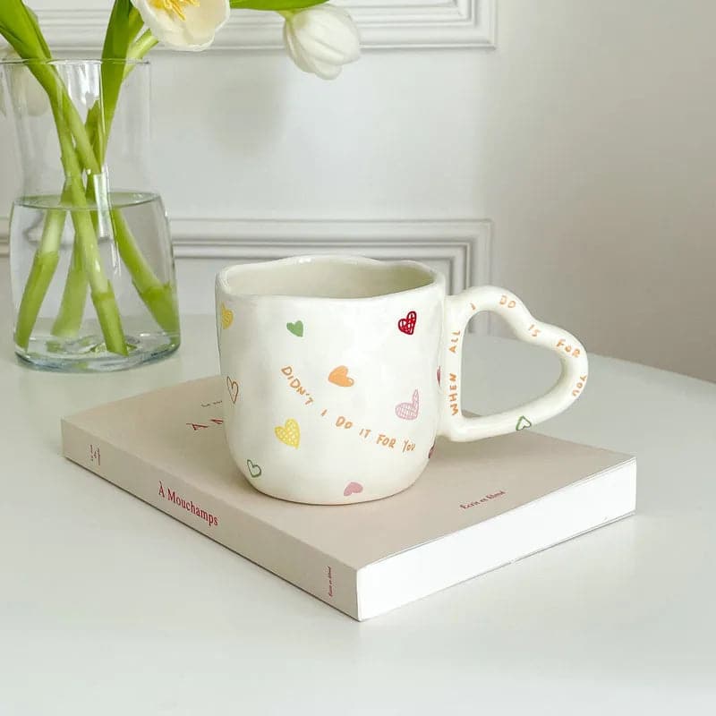 Cute Ceramic Coffee Mugs - Love Handle Cups for a Refreshing Morning