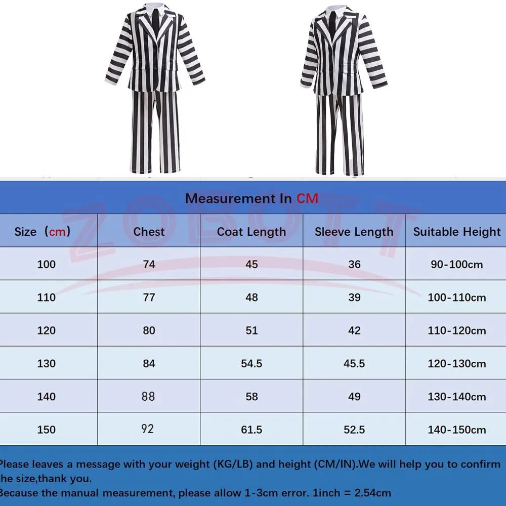 Kids boys Beetle 2 Coat Suit Cosplay Children Boys Girls Striped Top Pants Costume Halloween Carnival Dress Up Party Costume