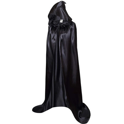 Halloween Witch Wizard Cosplay Costume Hood Cloak Adult Kids Satin Medieval Cape Shawl Vampire Devil Cosplay Clothing Long Robe