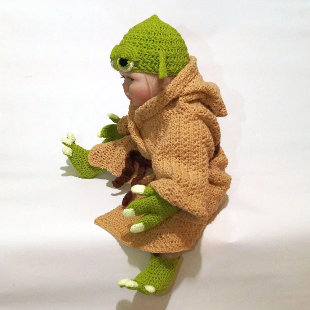 5pcs/Set New Baby Yoda Children Clothes Set Crochet Yoda Costume Newborn Baby Yoda Photography Props Cartoon Clothing For Baby