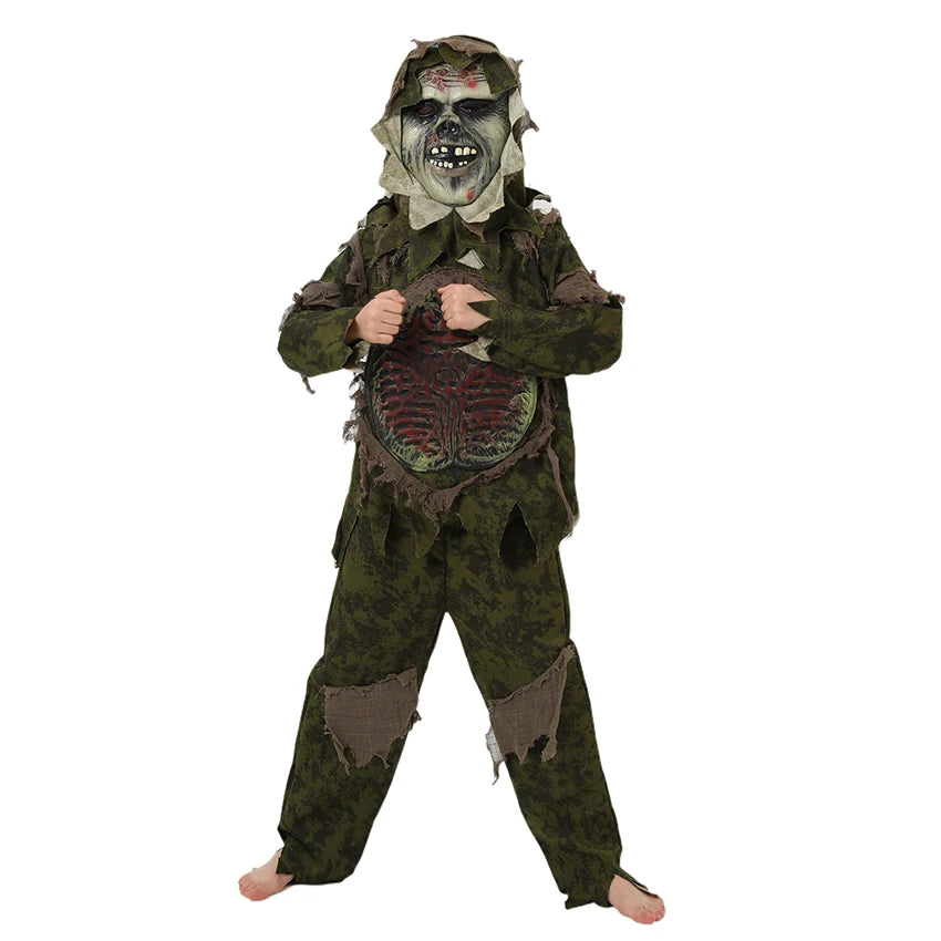 Scary Swamp Monster Thing Halloween Terror Carnival Cosplay Costumes for Kids Horrible Viscera Clothing Ghost Zombie Camouflage