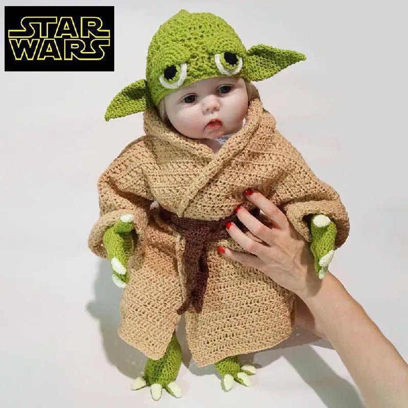 5pcs/Set New Baby Yoda Children Clothes Set Crochet Yoda Costume Newborn Baby Yoda Photography Props Cartoon Clothing For Baby