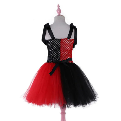 Halloween Girls Costumes Children Witch Crown Princess Dress Mesh Tutu Dress Festival Dress Anime Cosplay