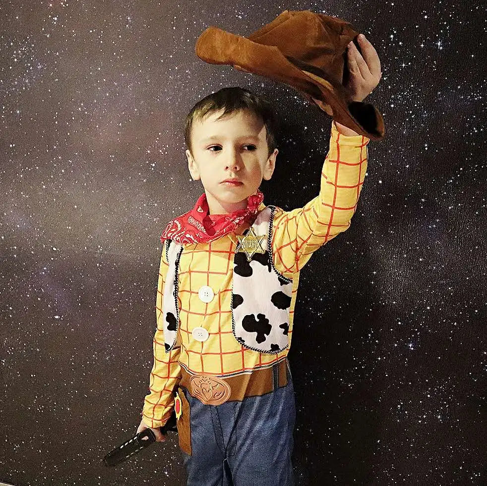 Child Boy Cowboy Woody The Western Sheriff Kids Fancy Dress Halloween Carnival Party Cosplay Costume Kindergarden Performance