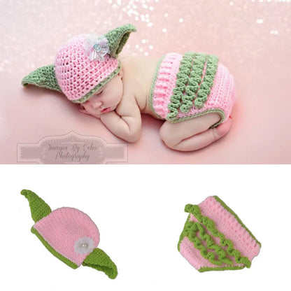 5pcs/Set New Baby Yoda Children Clothes Set Crochet Yoda Costume Newborn Baby Yoda Photography Props Cartoon Clothing For Baby