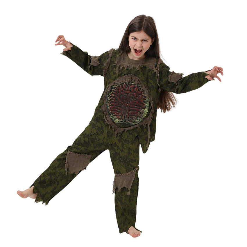 Scary Swamp Monster Thing Halloween Terror Carnival Cosplay Costumes for Kids Horrible Viscera Clothing Ghost Zombie Camouflage