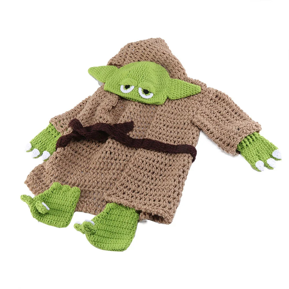 5pcs/Set New Baby Yoda Children Clothes Set Crochet Yoda Costume Newborn Baby Yoda Photography Props Cartoon Clothing For Baby