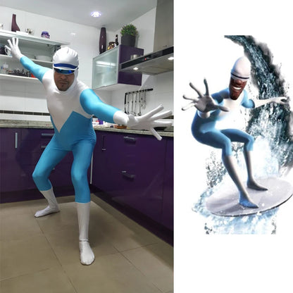 The Incredibles 2 Frozone Superhero Costume cosplay Halloween Party Movie Cosplay Kids Adult Costumes Catsuit Boys Zentai Suit