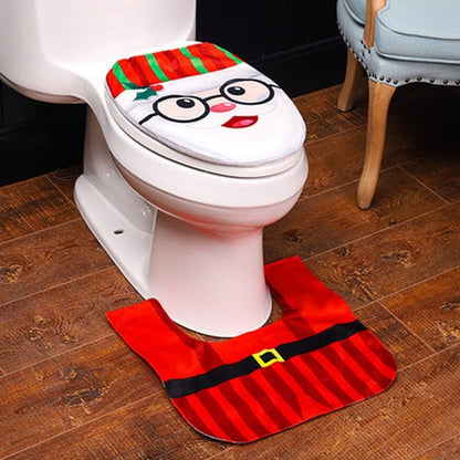 2PCS/Set Santa Claus Toilet Seat Cover Set Christmas Decorations for Home Bathroom Product New Year Navidad Decoration