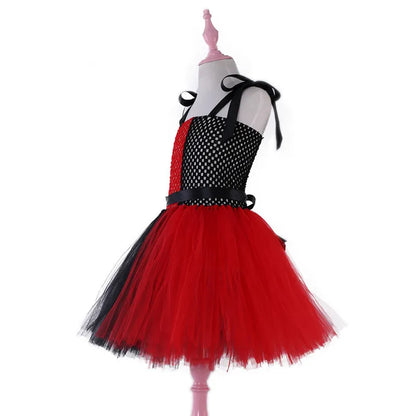 Halloween Girls Costumes Children Witch Crown Princess Dress Mesh Tutu Dress Festival Dress Anime Cosplay