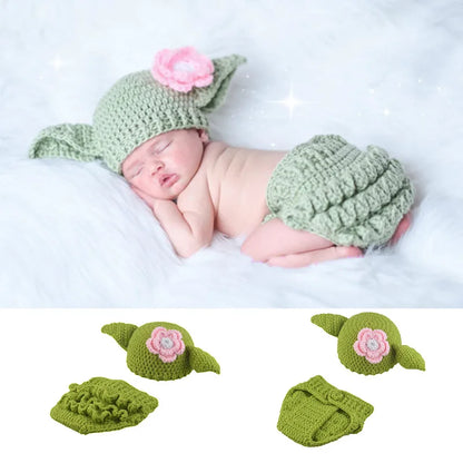 5pcs/Set New Baby Yoda Children Clothes Set Crochet Yoda Costume Newborn Baby Yoda Photography Props Cartoon Clothing For Baby