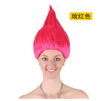 Carnival Women Wig Red Flame Flaming Hair Hat Birthday Party Funny Cosplay Hats Headwear Headgear Headdress For Festival