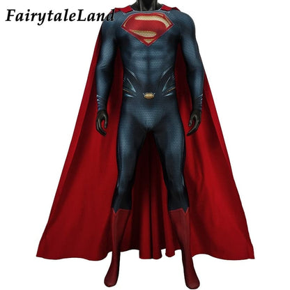 Newest Adult Superhero Cosplay Halloween Carnival Costume 3D Printing Hero Spandex Jumpsuit Red Cape Fancy Bodysuit