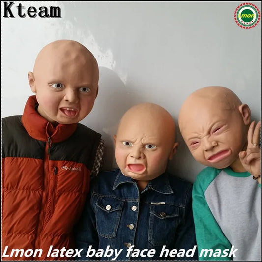 New Halloween Funny Mask Funny Party Face Masks Creepy Halloween Costume Prop Cry Baby Full Head Latex Rubber Masquerade Mask