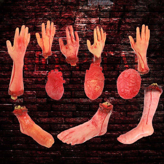 Horror Halloween Party Props Bloody Hand Haunted House Decoration Fake Hand Finger Leg Foot Heart Halloween Home Decor Supplies