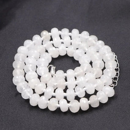 Natural Stone Beads Necklace Chain for Women Faceted Abacus 5x8mm White Jades Necklaces Choker Jewelry Elf on The Shelf 18" A776