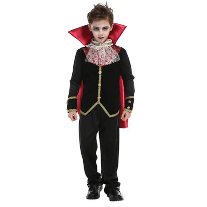 Kids Child Scary Gothic Boys Vampire Dracula Costumes Halloween Purim Carnival Role Play Horrible Party Dress Up Umorden