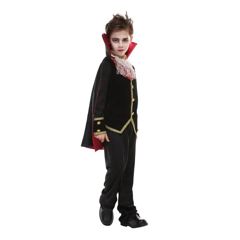 Kids Child Scary Gothic Boys Vampire Dracula Costumes Halloween Purim Carnival Role Play Horrible Party Dress Up Umorden