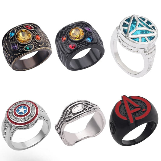 Marvel Scarlet Witch Wanda Infinity Gloves Captain America Shield Iron Man Energy Ring Men's Cosplay Jewelry Wedding Anillos