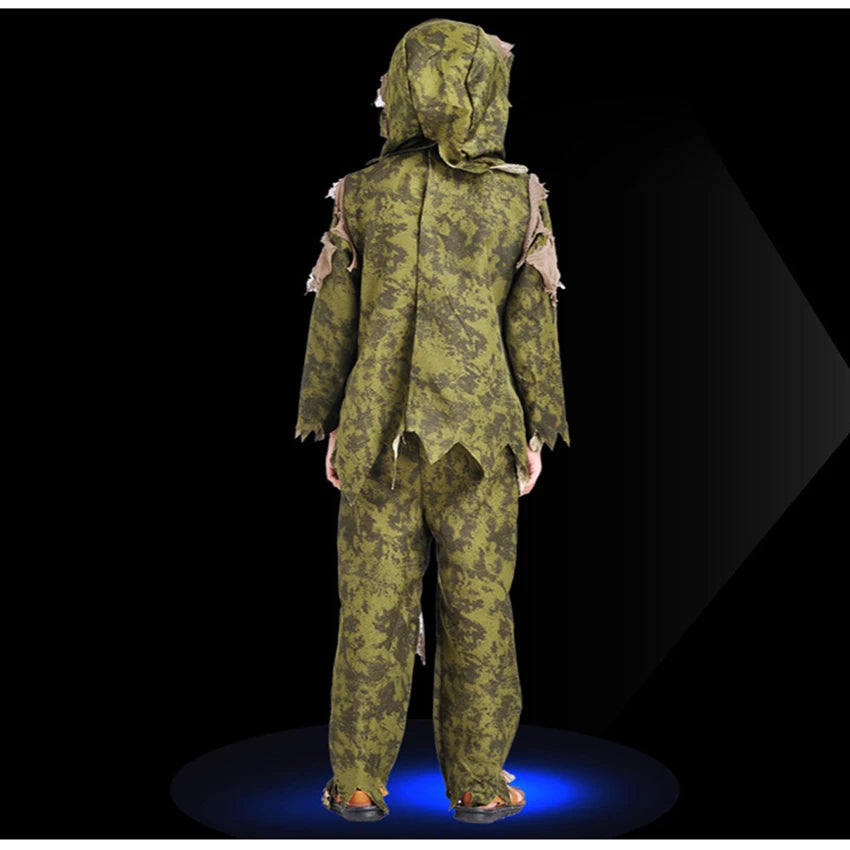 Scary Swamp Monster Thing Halloween Terror Carnival Cosplay Costumes for Kids Horrible Viscera Clothing Ghost Zombie Camouflage