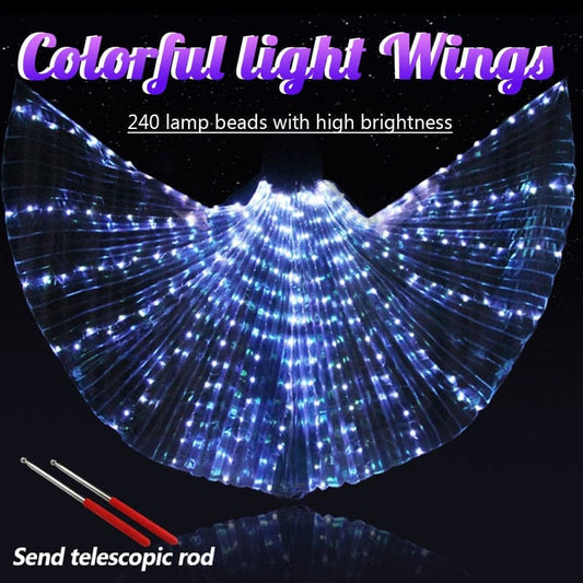 Rainbow Glowing Wing Luminous Wing Belly Dance Costumes Alas Led Party Show Isis Dancewear Fluorescent Light Isis Adult Children