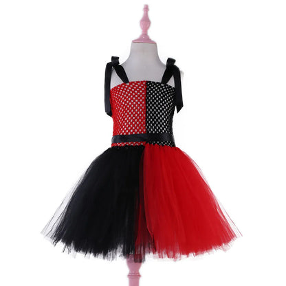 Halloween Girls Costumes Children Witch Crown Princess Dress Mesh Tutu Dress Festival Dress Anime Cosplay