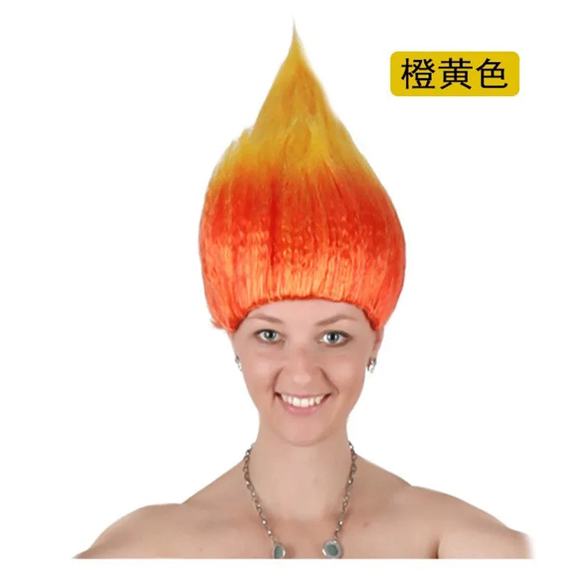 Carnival Women Wig Red Flame Flaming Hair Hat Birthday Party Funny Cosplay Hats Headwear Headgear Headdress For Festival