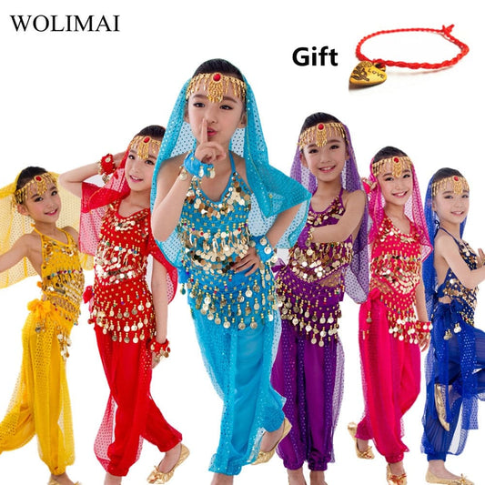 Kids Belly Dance Costumes Set: Oriental Indian Dancing Outfit