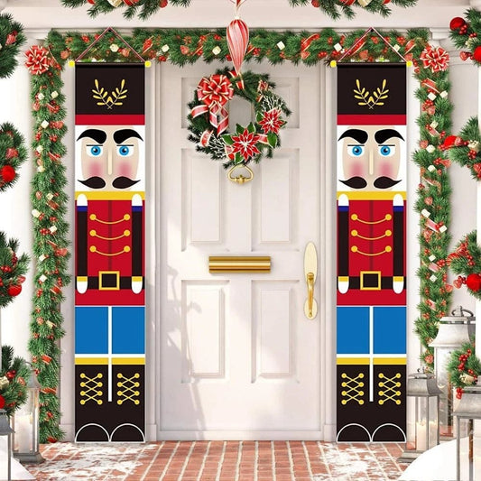 Nutcracker Soldier Christmas Banner Couplet Decor For Home  For Holiday Merry Christmas Door Decor Happy New Year