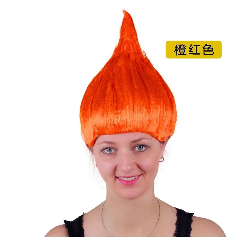 Carnival Women Wig Red Flame Flaming Hair Hat Birthday Party Funny Cosplay Hats Headwear Headgear Headdress For Festival