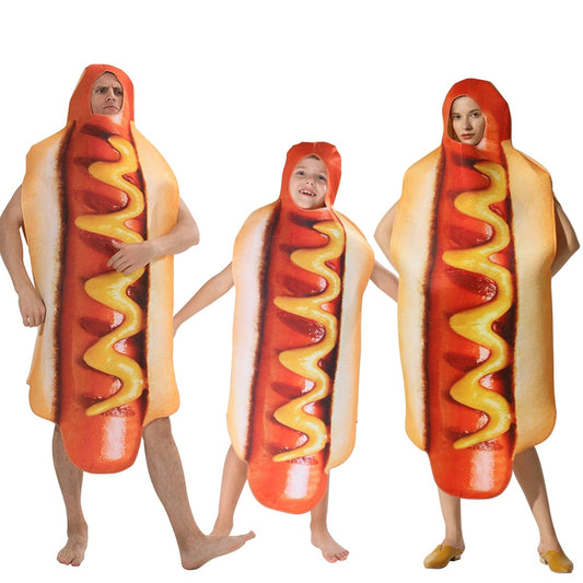 Adult Kids Funny 3D Print Hot Dog Costumes: Halloween Men