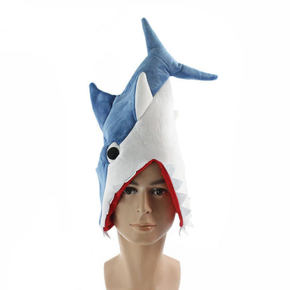 Plush Party Hats for Adults and Kids, Shark Costume Hat, Animal Theme Party, Red, Gray, Blue