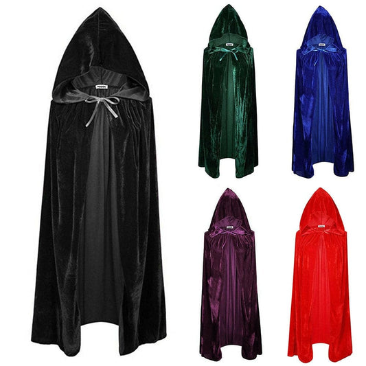 Gothic Hooded Velvet Cloak: Adult Elf Witch Purim Carnival Costume