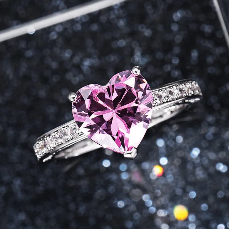 Valentine Day Heart Shaped Diamond Ring - Zircon Ring
