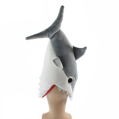 Plush Party Hats for Adults and Kids, Shark Costume Hat, Animal Theme Party, Red, Gray, Blue