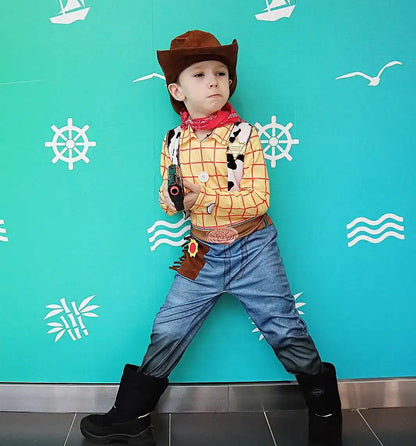 Child Boy Cowboy Woody The Western Sheriff Kids Fancy Dress Halloween Carnival Party Cosplay Costume Kindergarden Performance